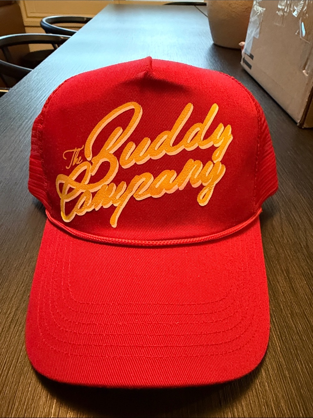 Red Embroidered Trucker Hat